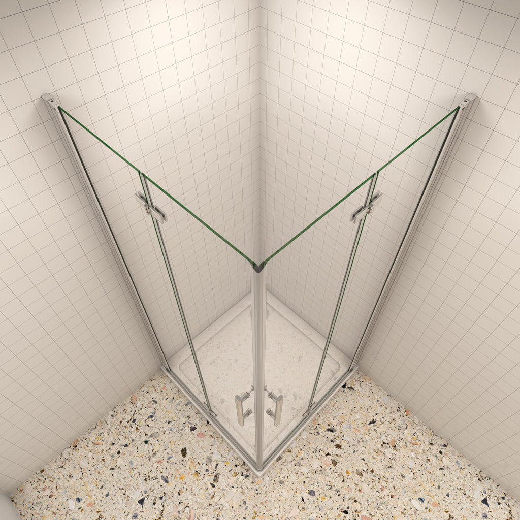 110x110 cm H.185 cm Falttür Duschabtrennung 6mm NANO Glas Eckeinstieg