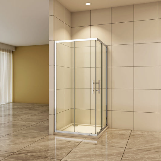 Aica Eckeinstieg 76x76 cm 6mm Glas Schiebetür Duschabtrennung