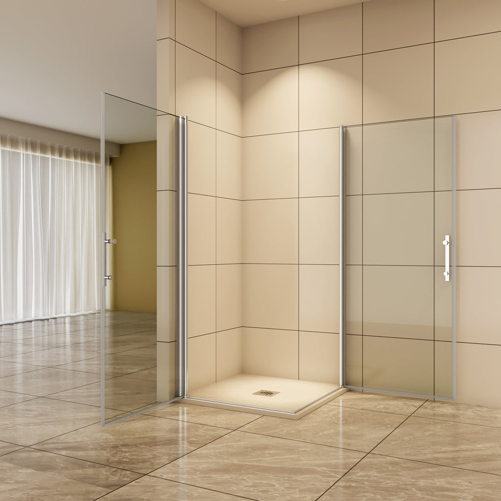 80x80 x H.195 cm Drehtür Duschabtrennung 6mm NANO Glas Eckeinstieg Aica