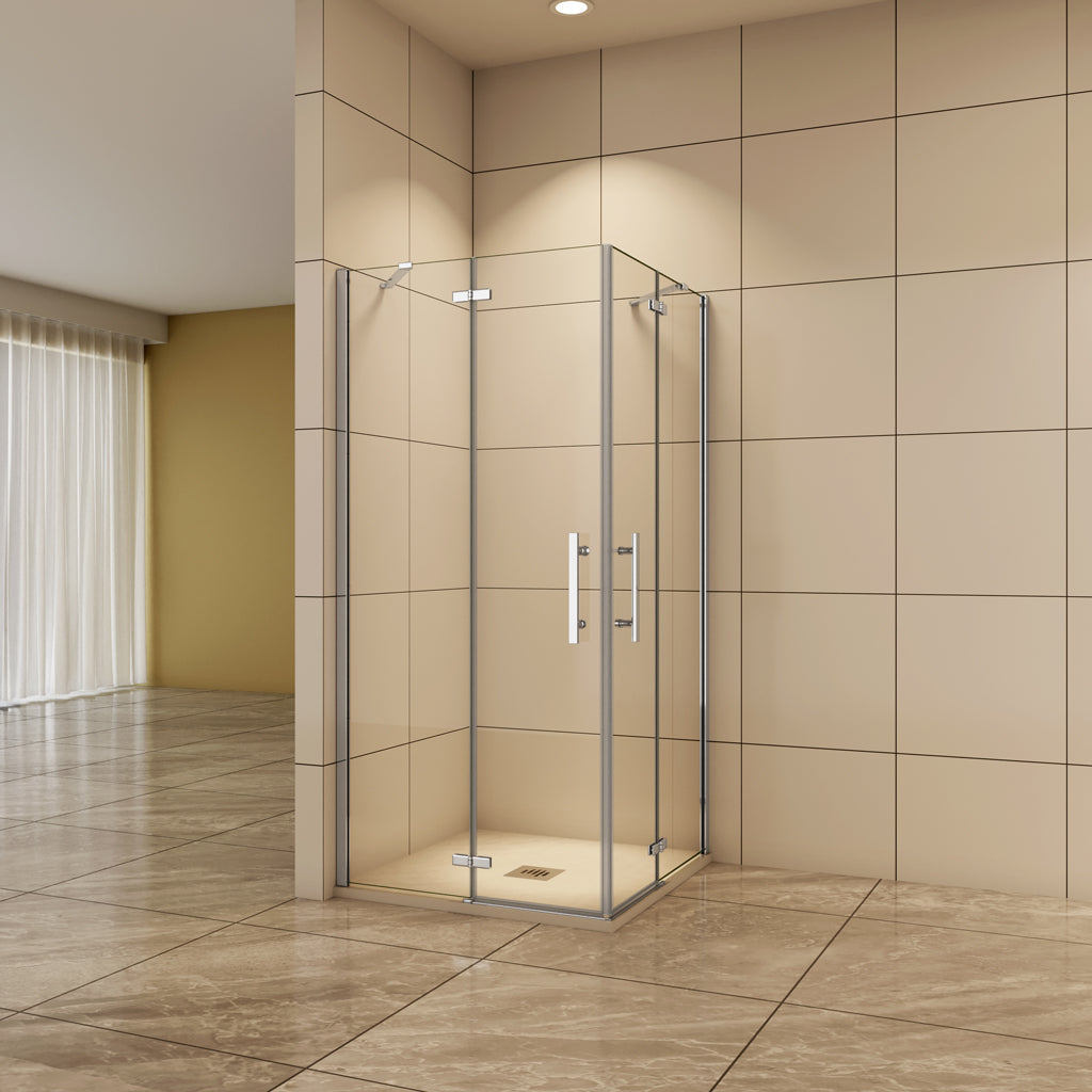 Aica Eckeinstieg Dsuche 80x80 cm 6mm NANO Glas Drehtür Duschabtrennung