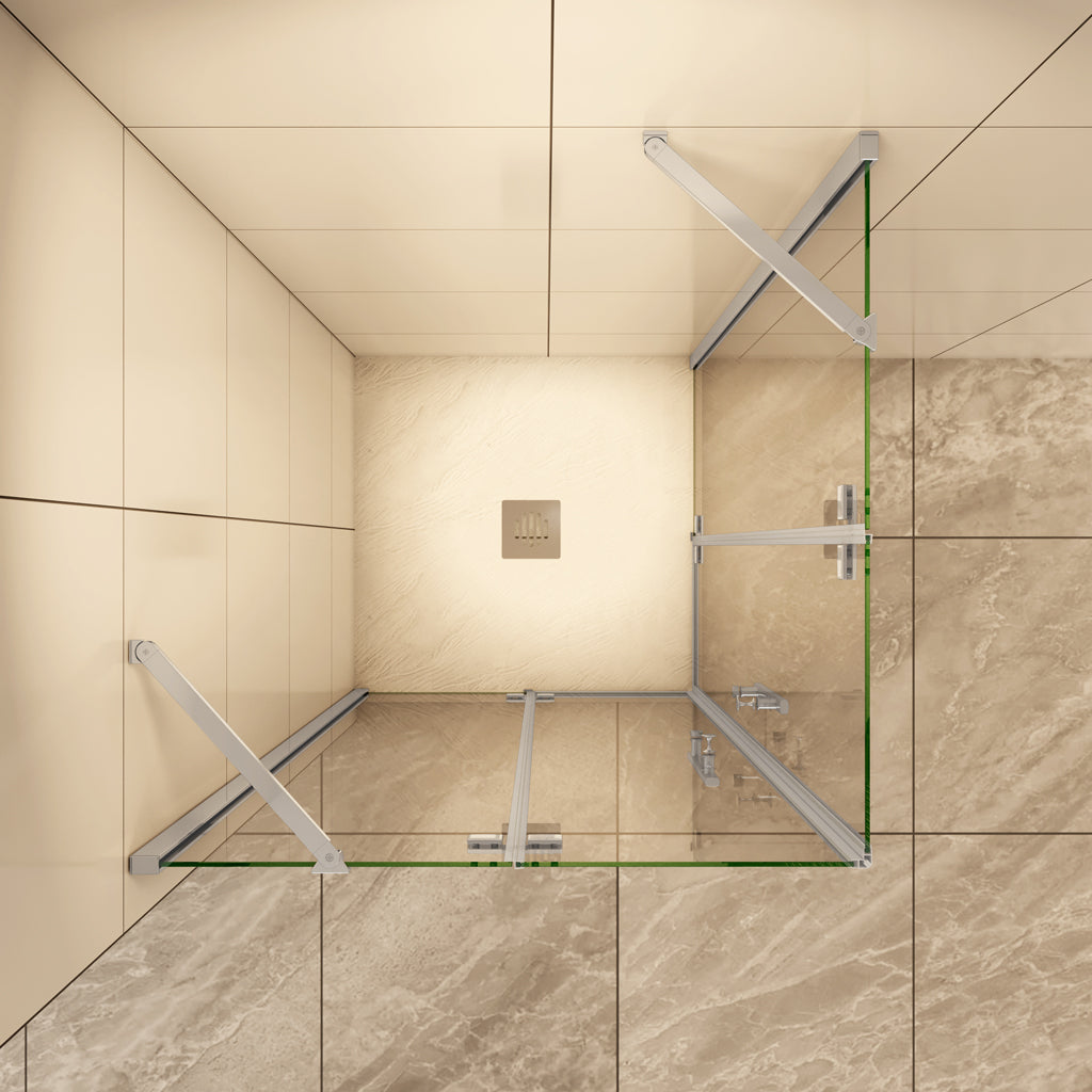 Eckeinstieg 80x80 cm H.195 cm Drehtür 6mm NANO Glas Aica Duschkabine