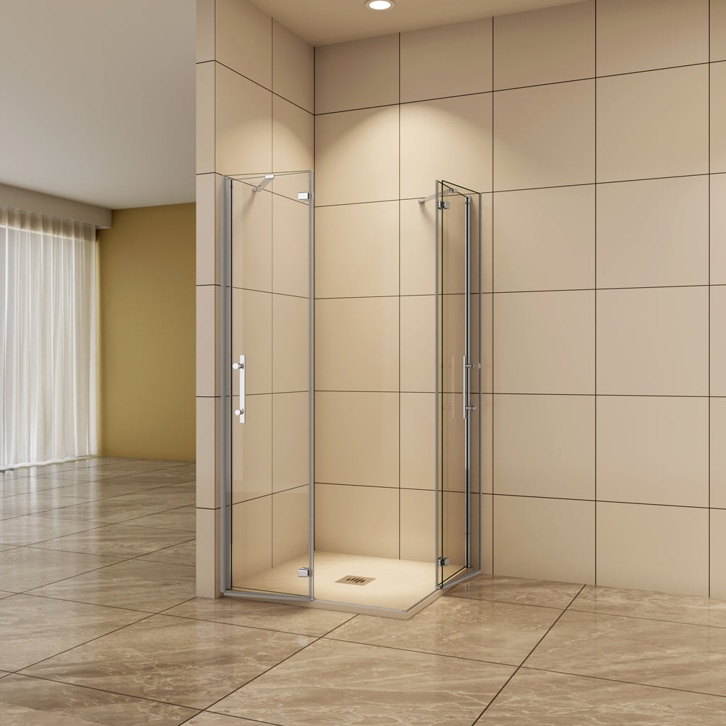 80x80 x H.195 cm Drehtür Duschabtrennung 6mm NANO Glas Aica Eckeinstieg