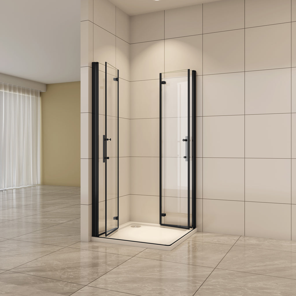 Eckeinstieg 80x80 cm H.195 cm Falttür 6mm NANO Glas Duschkabine