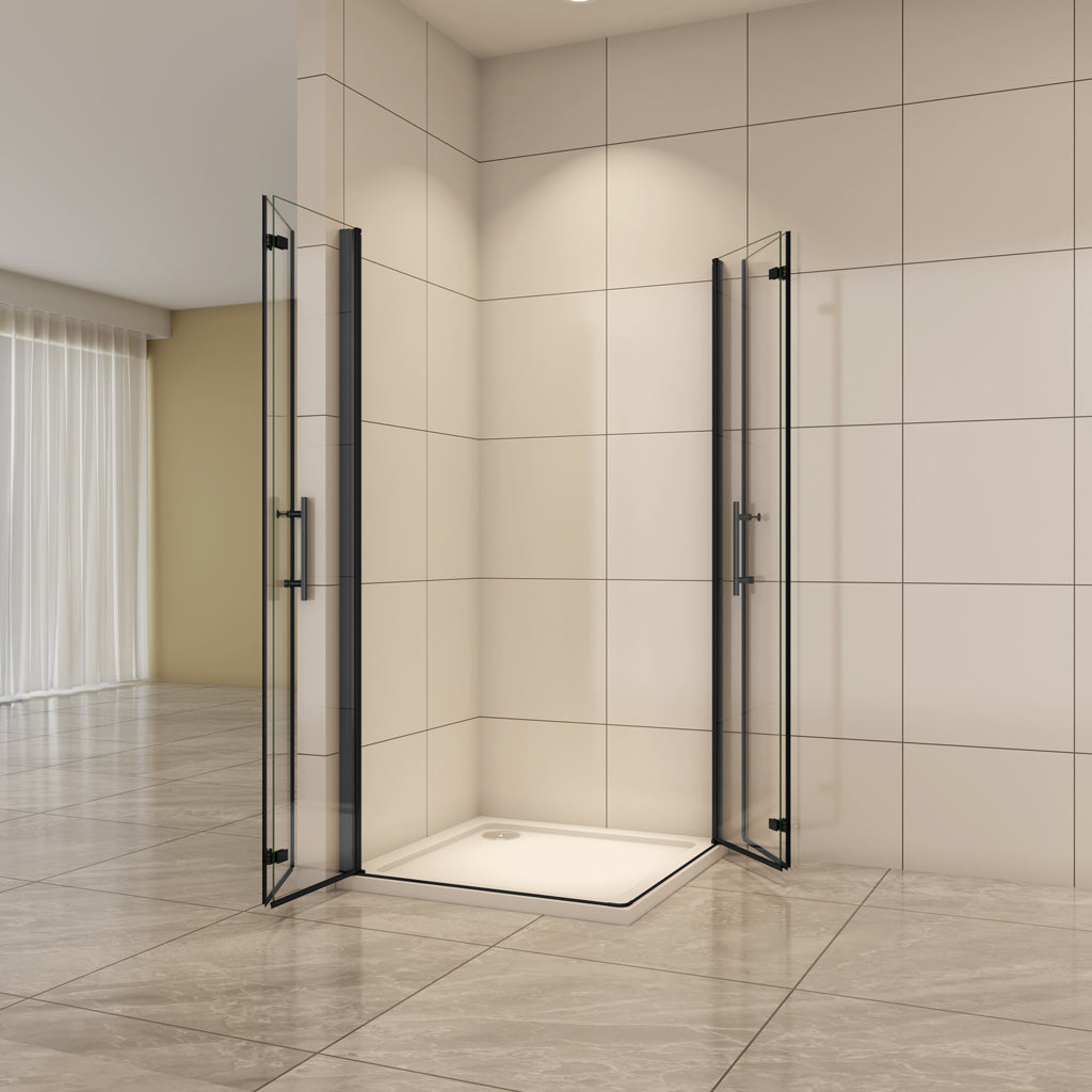 Duschkabine Eckeinstieg 80x80 cm Falttür 6mm NANO Glas Aica