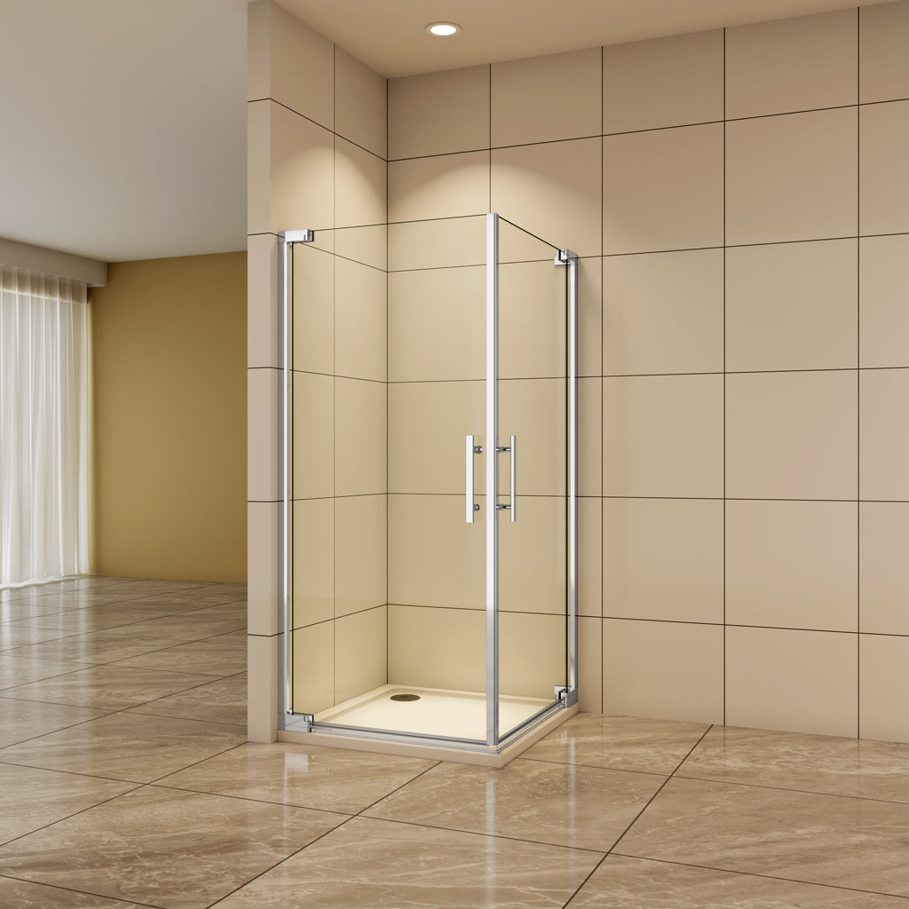 Aica Eckeinstieg 80x80 cm 8mm NANO Glas Drehtür Duschabtrennung