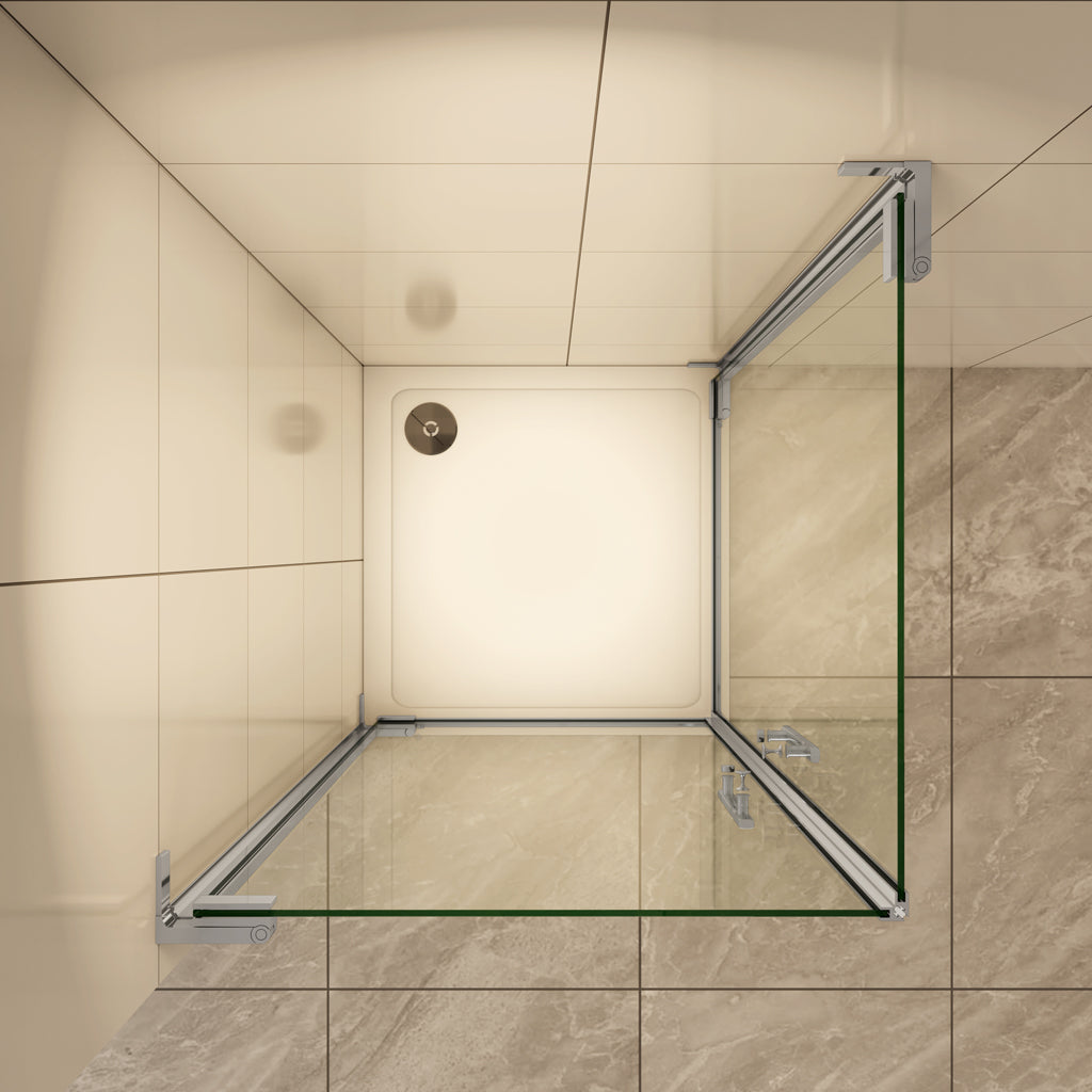 Eckeinstieg 80x80 cm H.185 cm Drehtür 8mm NANO Glas Duschkabine