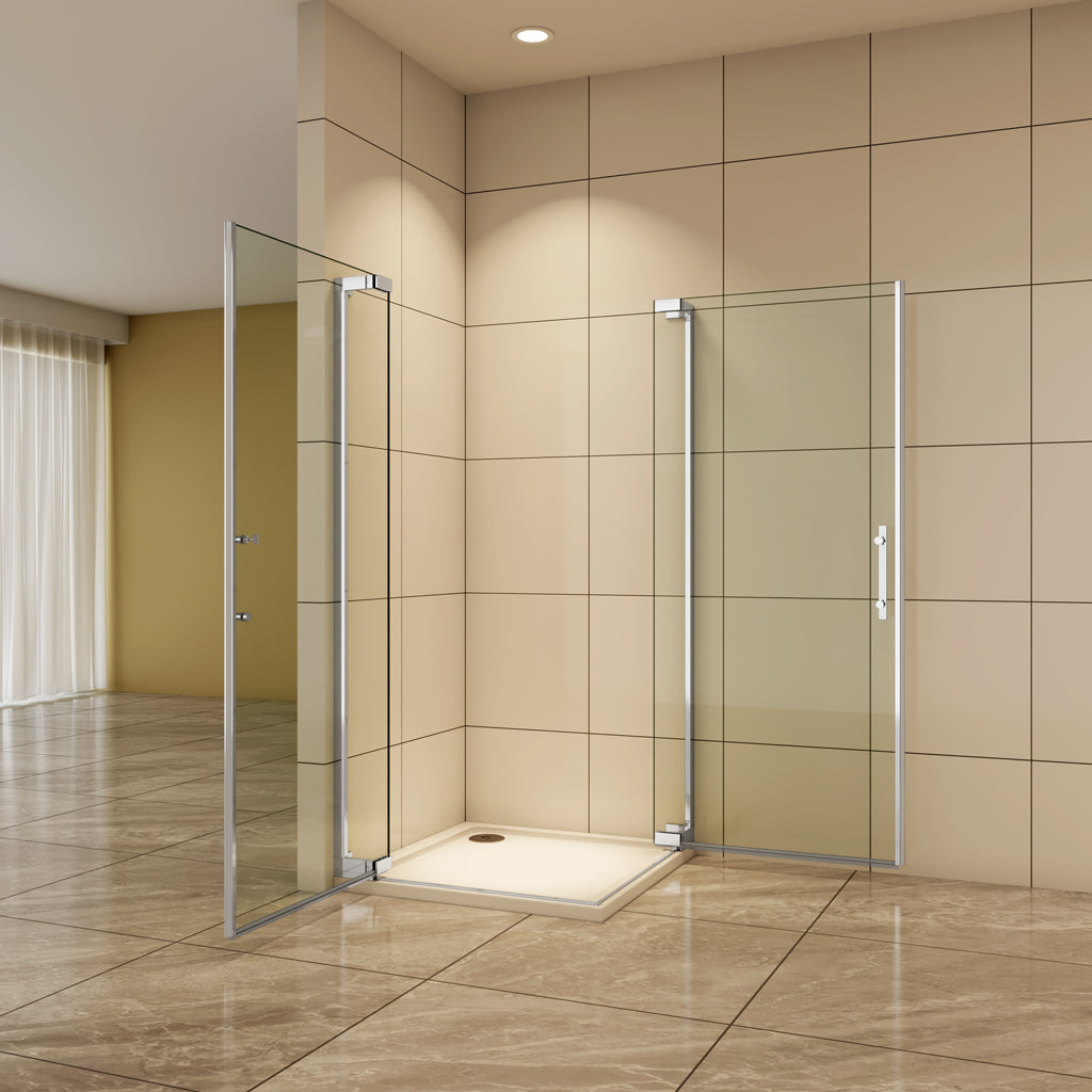80x80 cm H.185 cm Drehtür Duschabtrennung 8mm NANO Glas Eckeinstieg
