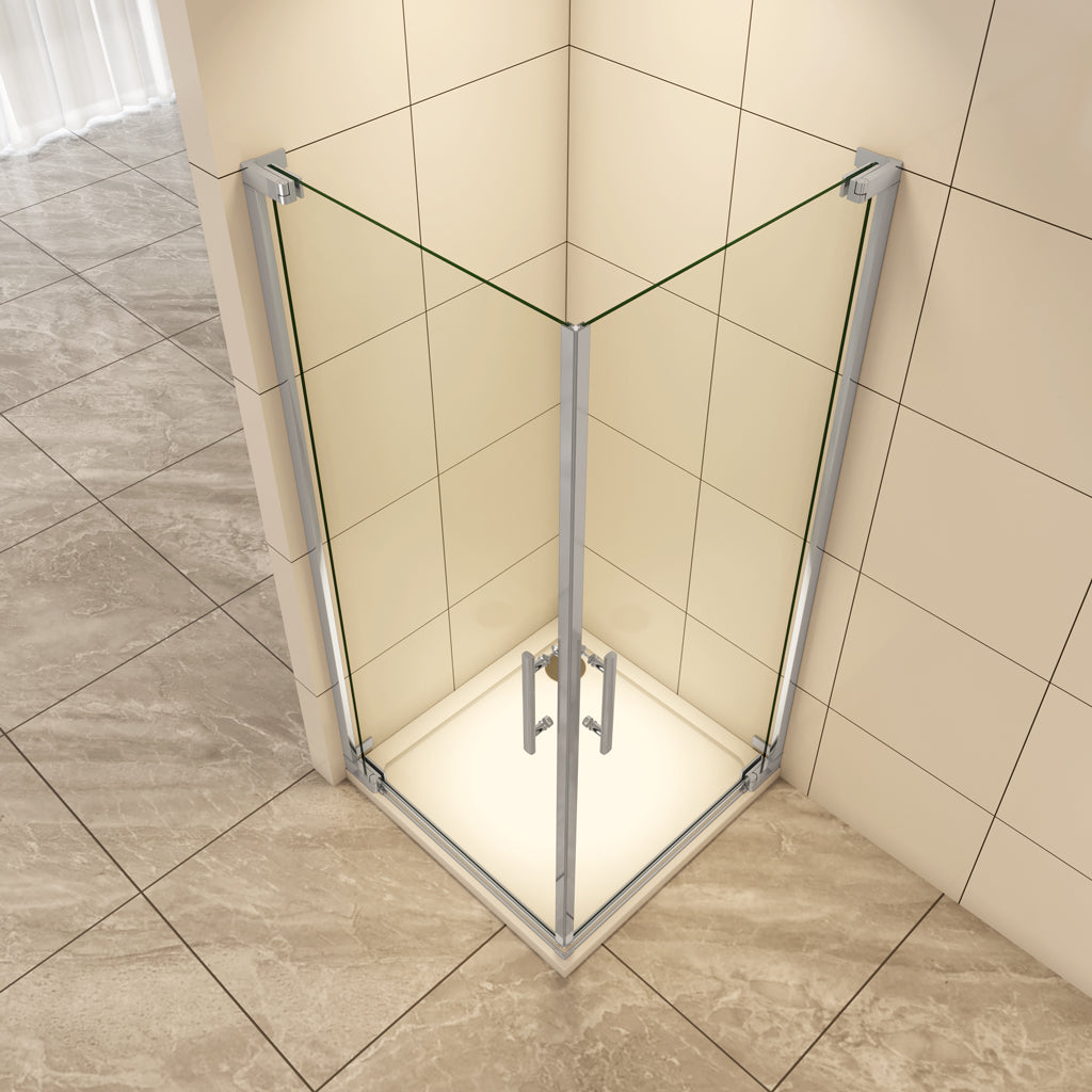 Duschkabine Eckeinstieg 80x80 cm Drehtür 8mm NANO Glas