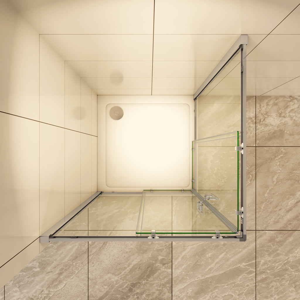 Eckeinstieg 80x80 cm H.185 cm Schiebetür 6mm Glas Duschkabine