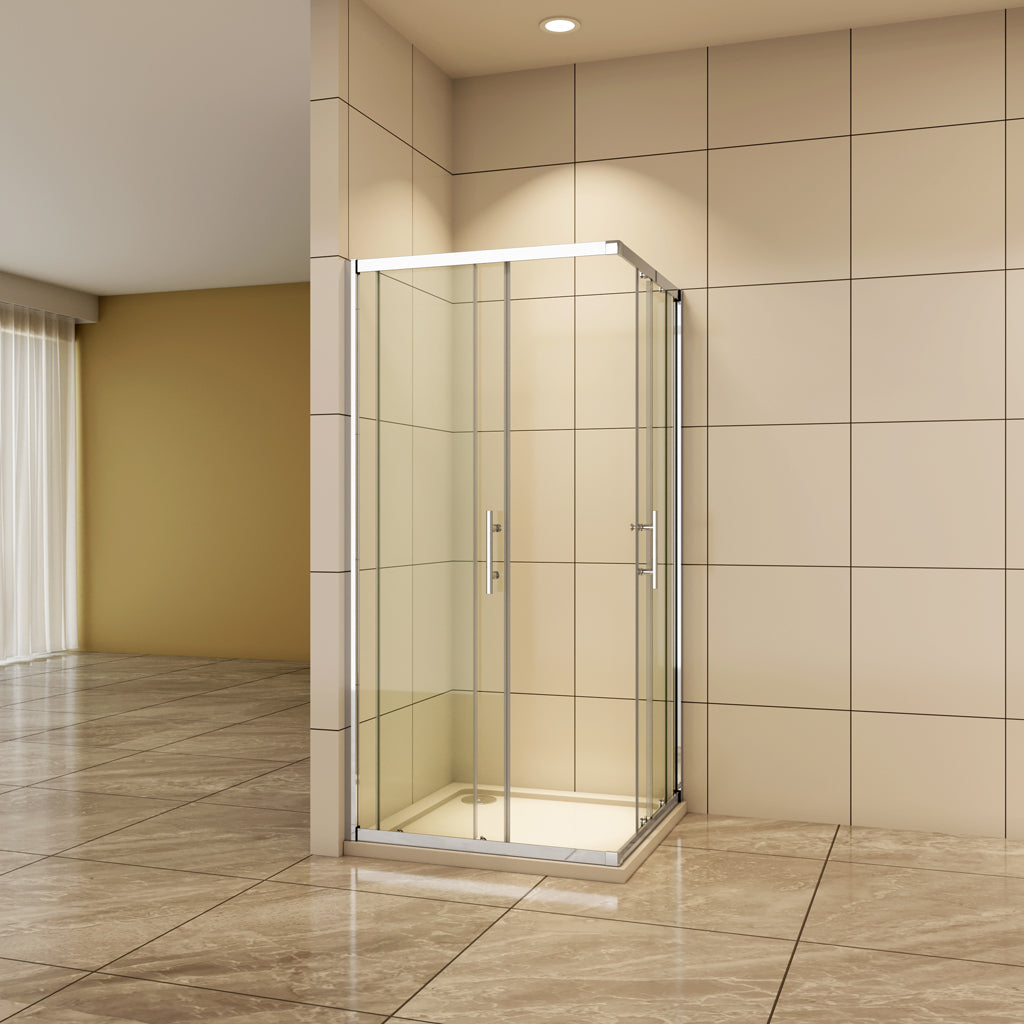 Duschkabine Eckeinstieg 80x80 cm Schiebetür 6mm Glas