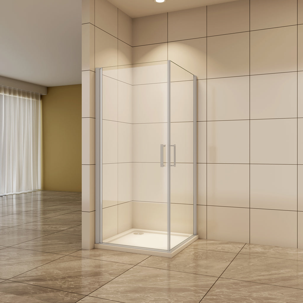 Eckeinstieg 90x90 cm 5mm Glas Drehtür Duschabtrennung