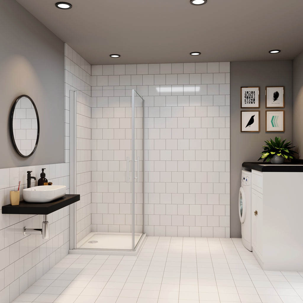 Aica Eckeinstieg 90x90 cm 5mm Glas Drehtür Duschabtrennung