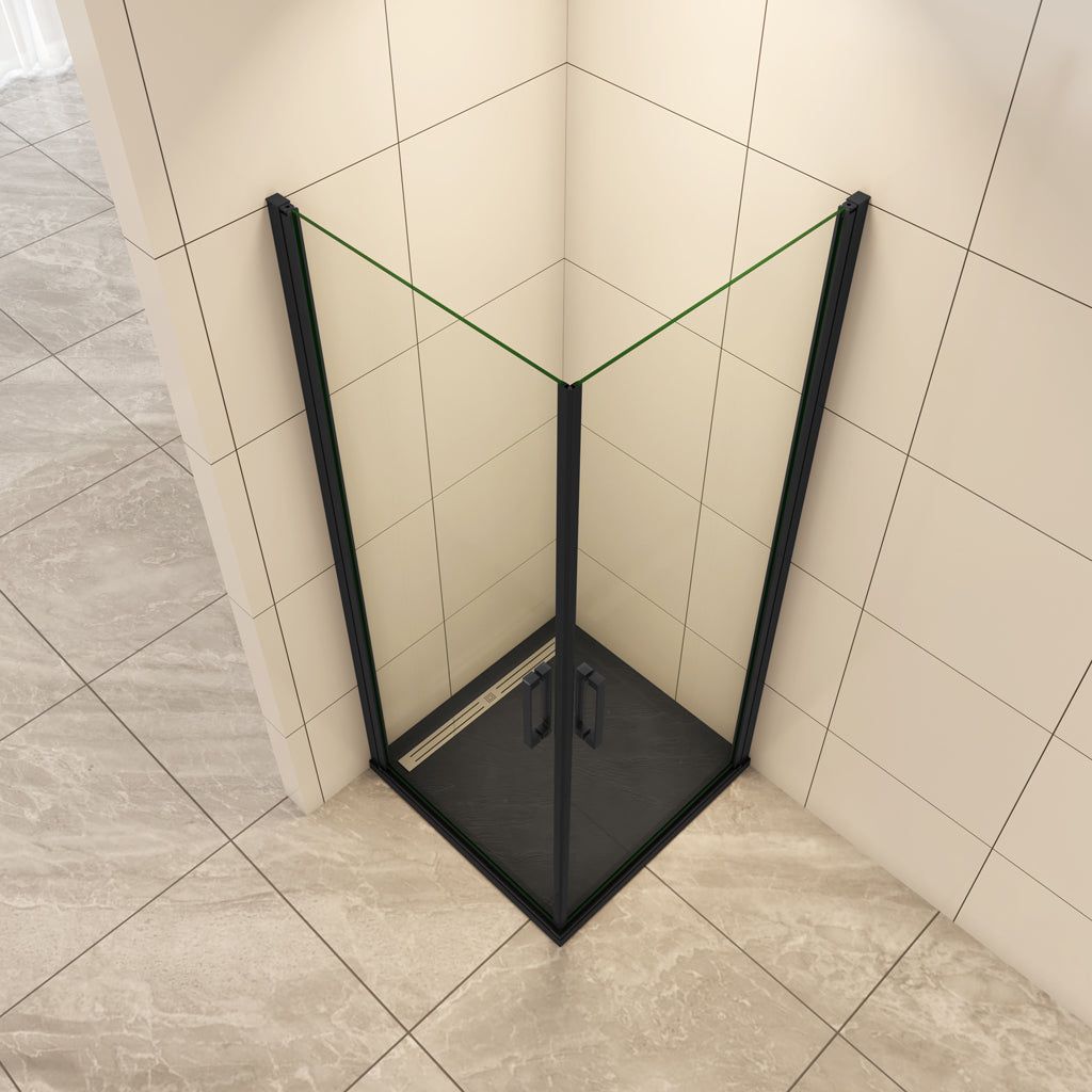 90x90 cm H.200 cm Drehtür Duschabtrennung 8mm NANO Glas Eckeinstieg