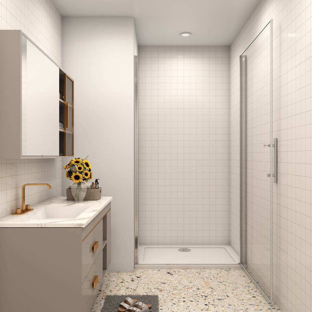 Duschkabine Nischentür Duschtür 100 cm Drehtür 6mm NANO Glas Aica