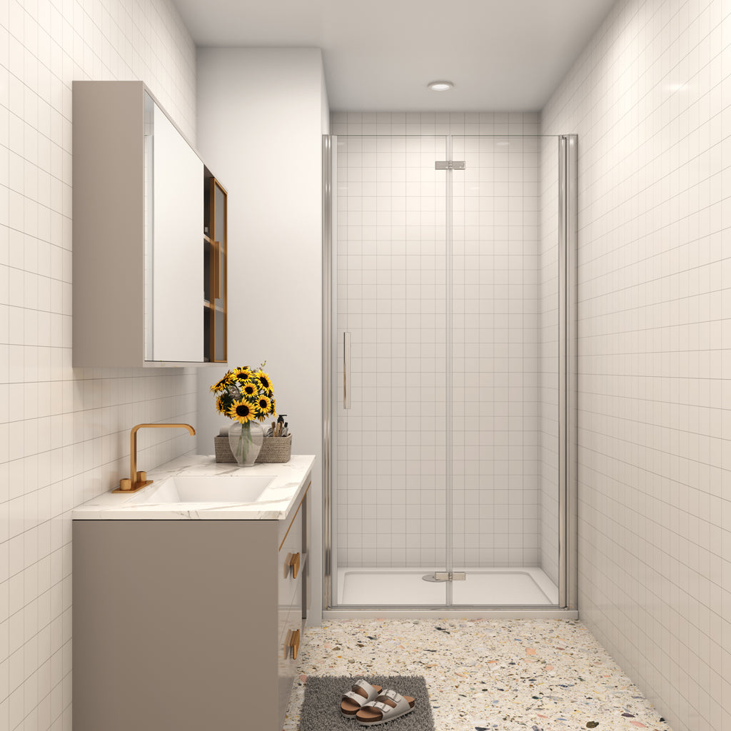 Aica Nischentür 100 cm 6mm NANO Glas Falttür Duschabtrennung