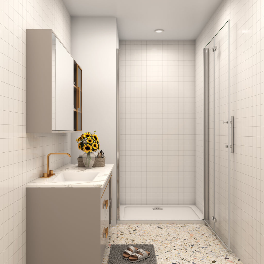 100 cm H.185 cm Falttür Duschabtrennung 6mm NANO Glas Nischentür