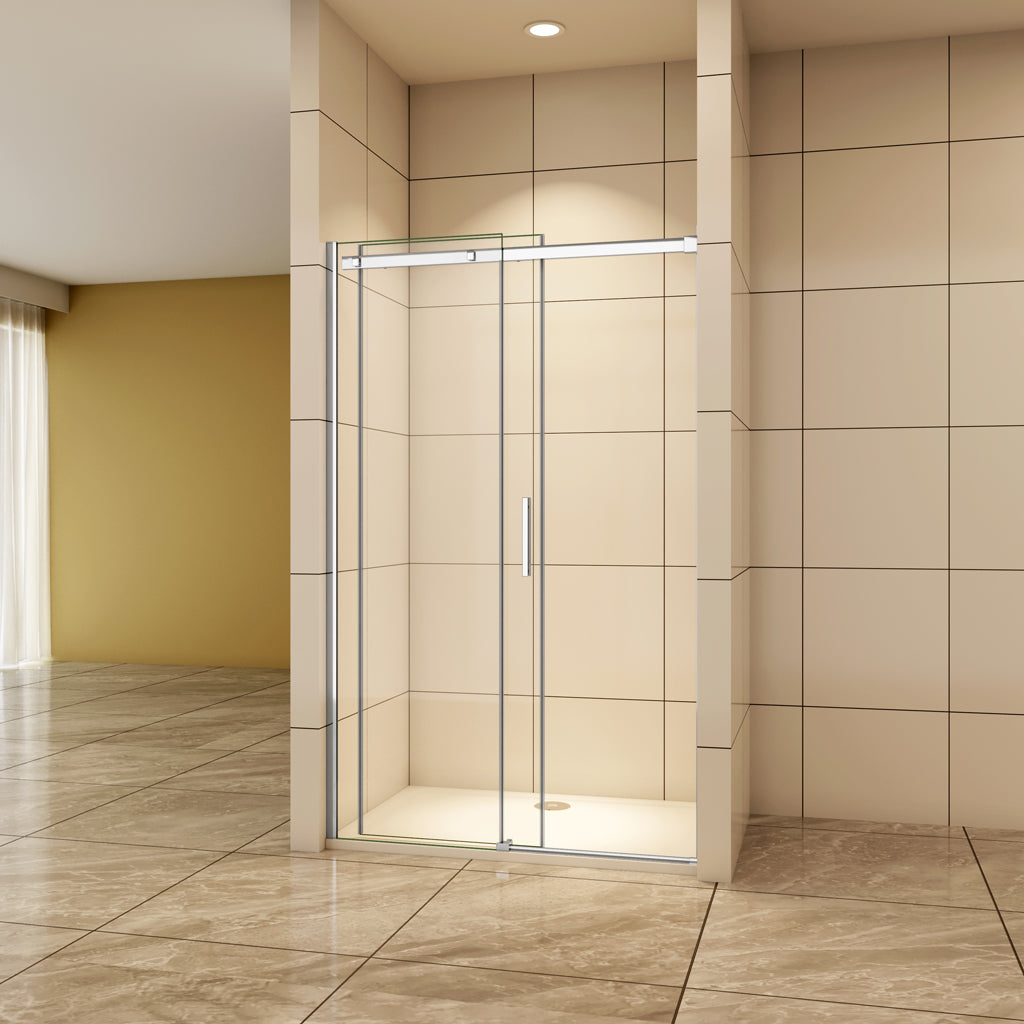Nischentür 140 cm H.195 cm Schiebetür 6mm Glas Duschkabine