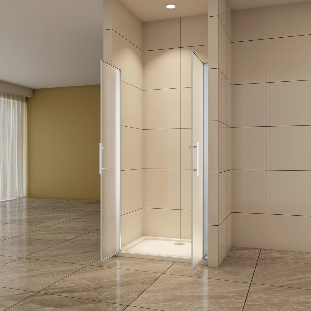 Nischentür 80 cm H.195 cm Pendeltür 6mm Glas + Splitterschutzfolie Duschkabine