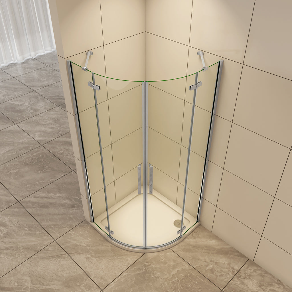 Duschkabine Rundduschen 80x80 cm Drehtür Stützstange 6mm NANO Glas