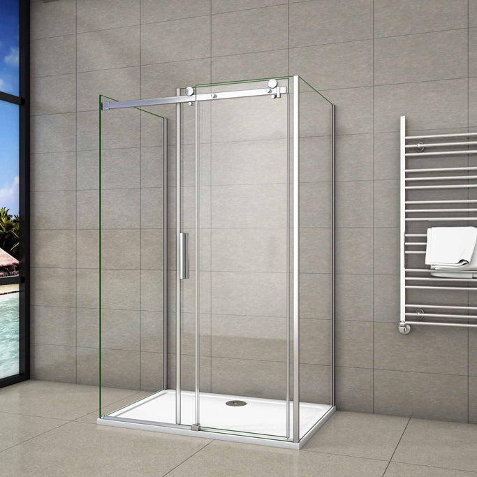 Duschkabine U-Form 120x80 cm Schiebetür 6mm Glas Aica