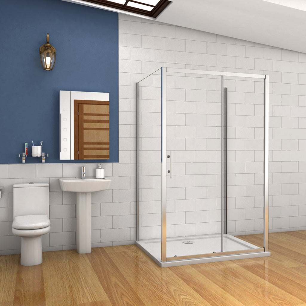 U-Form Duschkabine 140x76 cm 5mm Glas Schiebetür Duschabtrennung