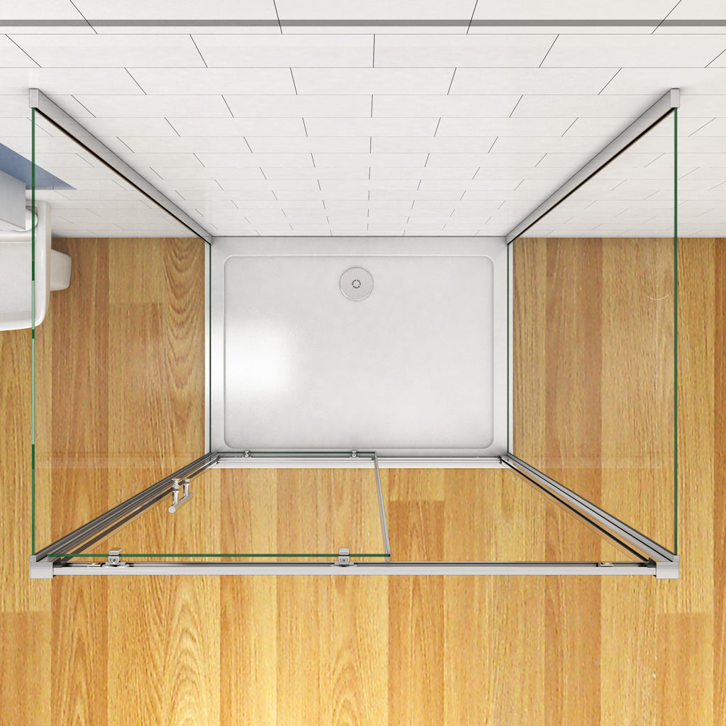 Duschkabine U-Form 140x76 cm Schiebetür 5mm Glas Aica