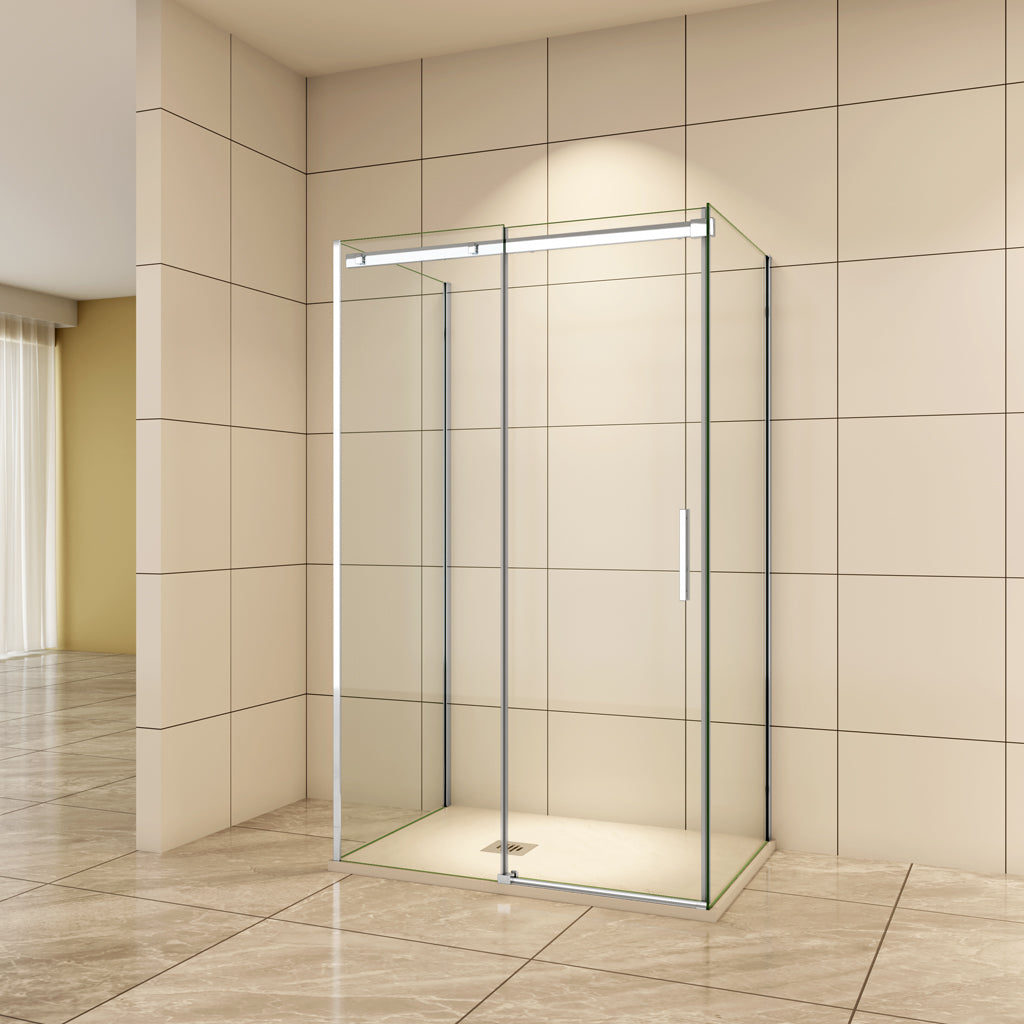 Aica U-Form 140x90 cm 6mm Glas Schiebetür Duschabtrennung