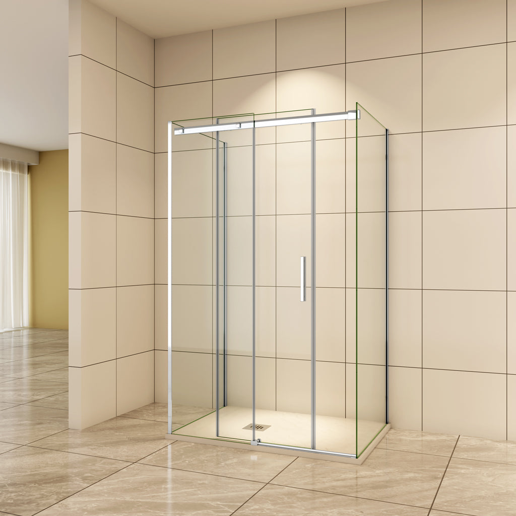 140x90 cm H.195 cm Schiebetür Duschabtrennung 6mm Glas U-Form