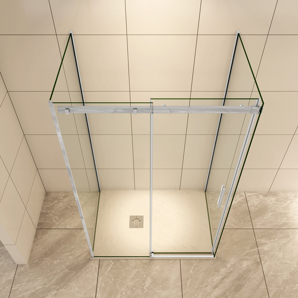 Duschkabine U-Form Duschkabine 140x90 cm Schiebetür 6mm Glas