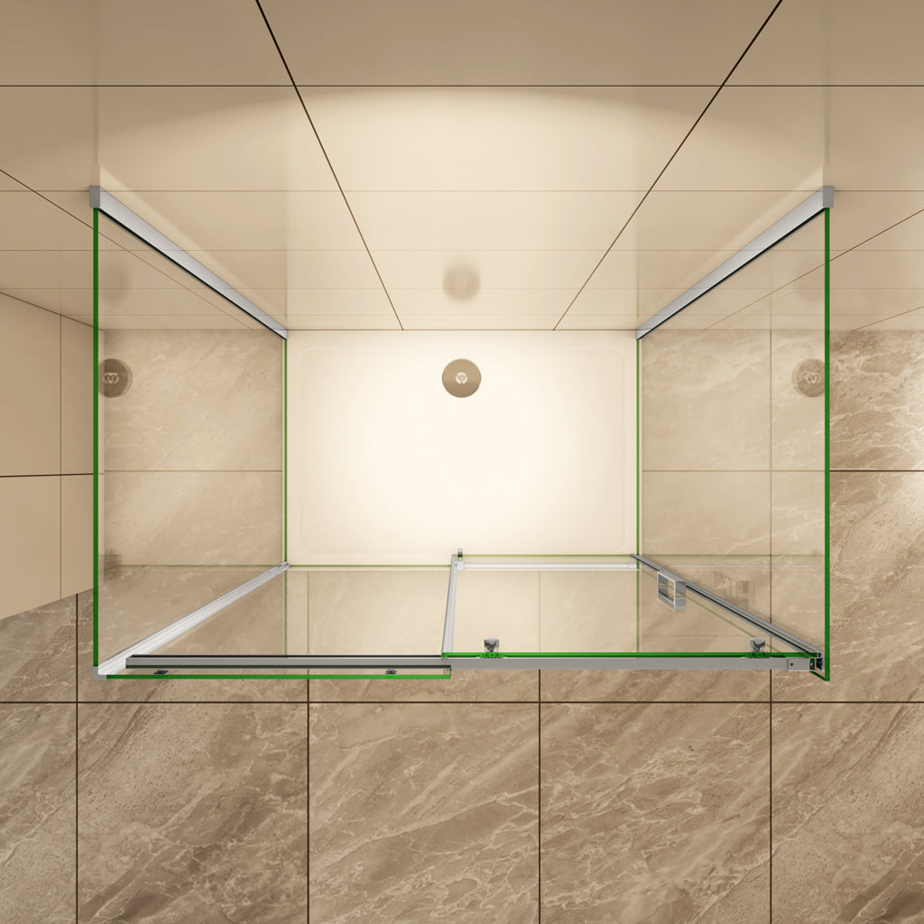 U-Form 140x90 cm H.195 cm Schiebetür 8mm NANO Glas Duschkabine