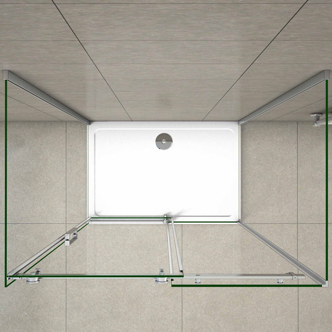 155x80 cm H.195 cm Schiebetür Duschabtrennung 8mm NANO Glas U-Form