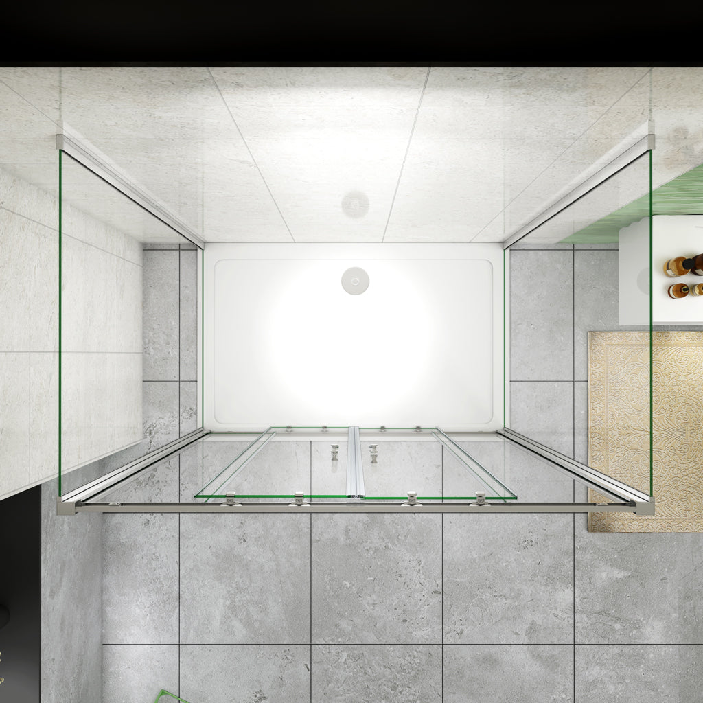 U-Form 160x80 cm H.190 cm Schiebetür 5mm Glas Duschkabine