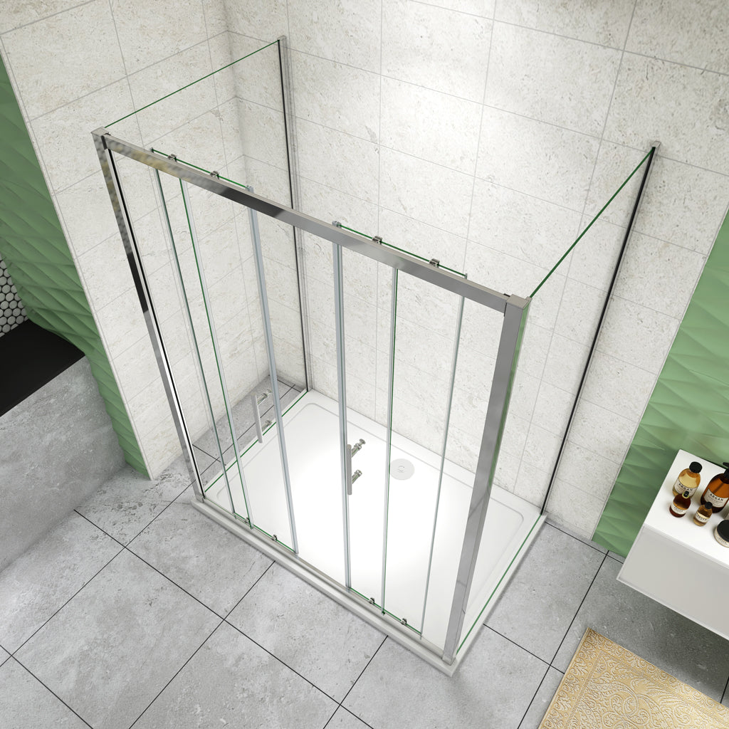 Duschkabine U-Form 160x90 cm Schiebetür 5mm Glas