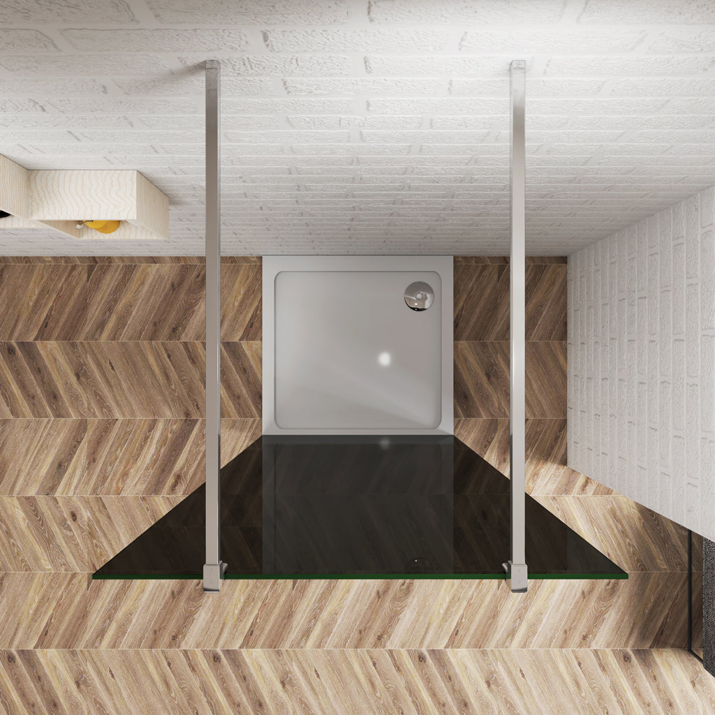 Walk In Duschwand 137.7 x H.200 cm Offen 10mm Glas + Splitterschutzfolie Duschkabine Dusche