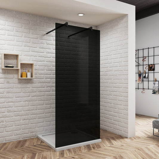 Aica Walk In 77.7 cm Duschwand 8mm Glas + Splitterschutzfolie Offen Stützstange Duschabtrennung