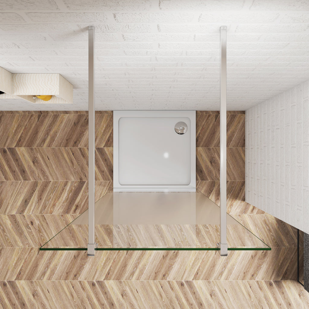 Walk In Duschwand 87.7 x H.200 cm 10mm Glas + Splitterschutzfolie Duschkabine Dusche