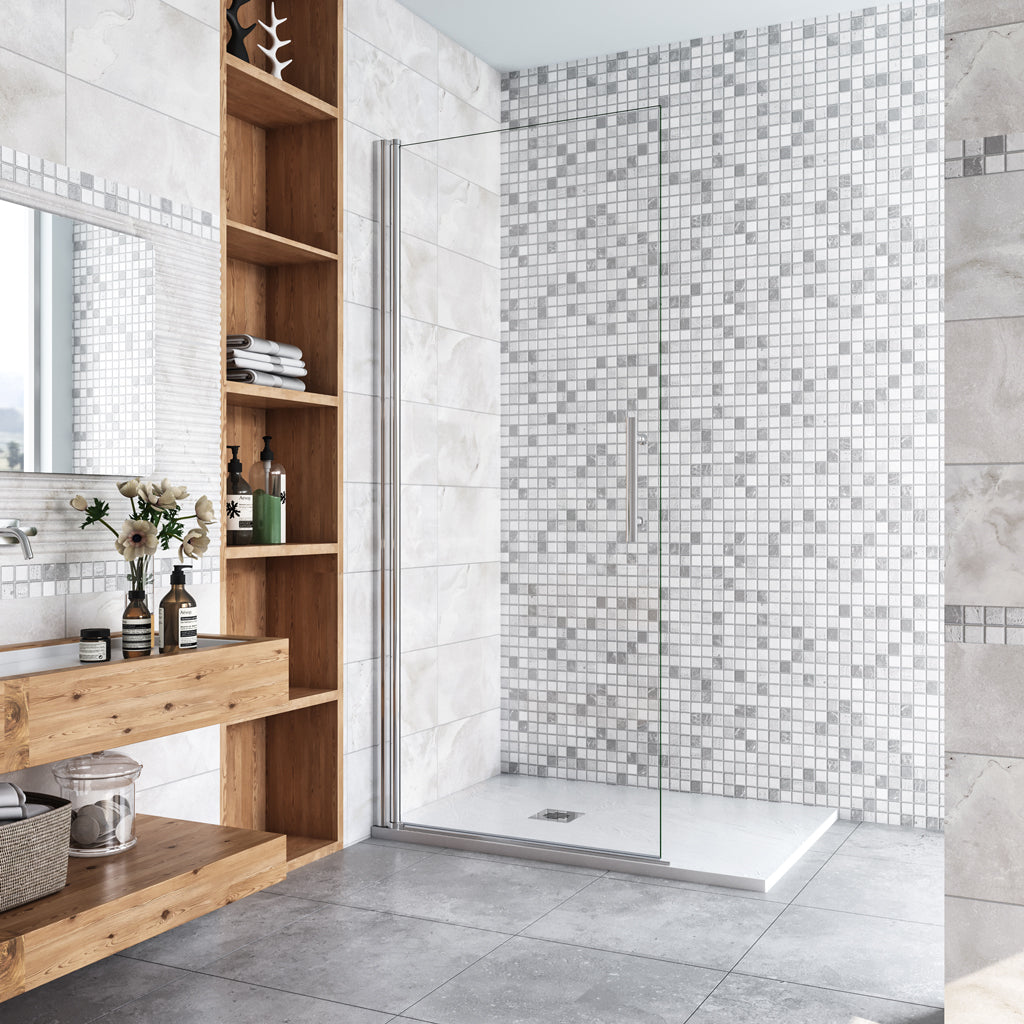 Aica Walk In Dusche Duschtür 76 cm 6mm NANO Glas Drehtür Duschabtrennung