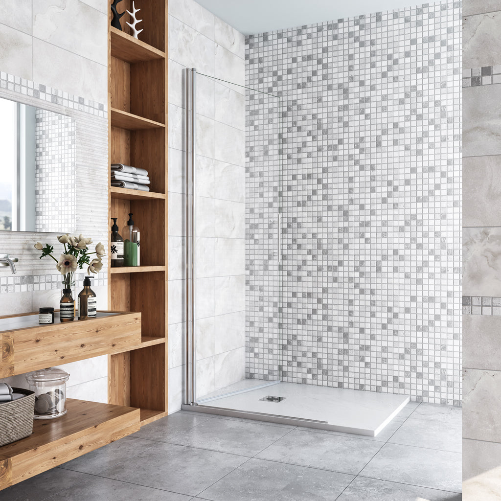 76 cm H.195 cm Drehtür Duschabtrennung 6mm NANO Glas Aica Walk In Duschwand Dusche Duschtür