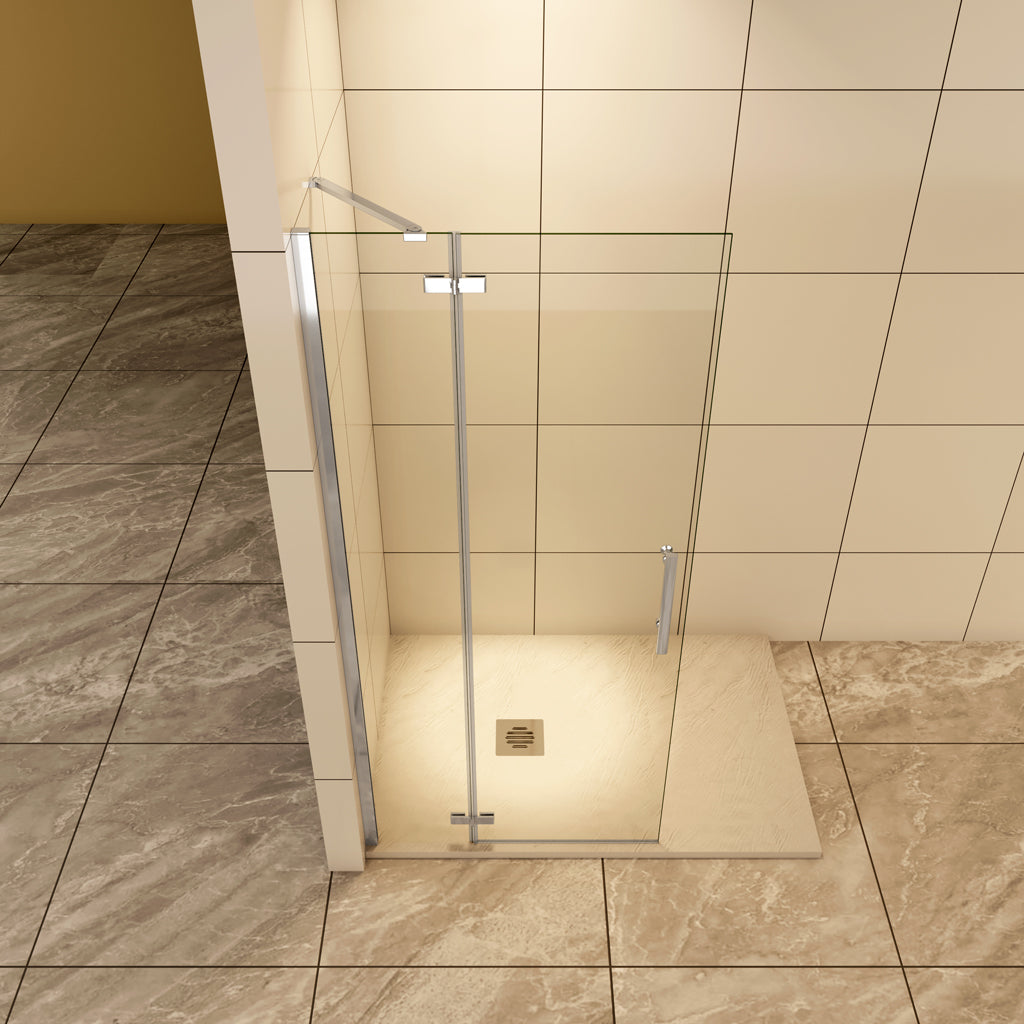 Duschkabine Walk In Duschwand Duschtür 76 cm Drehtür 6mm NANO Glas Dusche