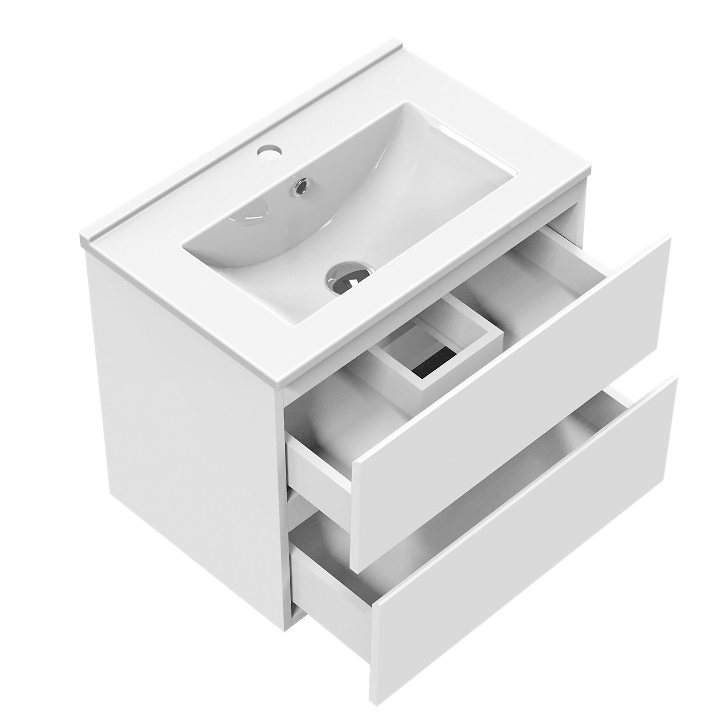 Badmöbel Set CARMEN 60 cm Weiß Waschbecken mit Unterschrank Waschtisch Keramikbecken