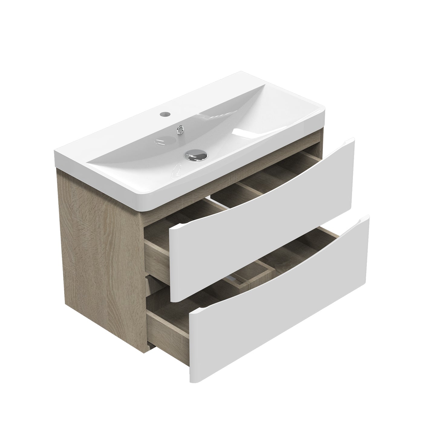 Badmöbel CAROLINA 50/60/80 cm weiss Waschbecken mit Unterschrank inkl. 2-Schubladen Soft-Close Funktion