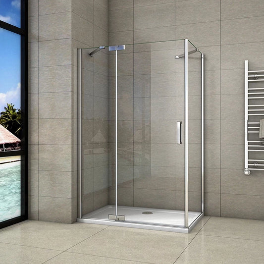 200cm Duschkabine Duschabtrennung Drehtür 8mm NANO Glas + Seitenwand