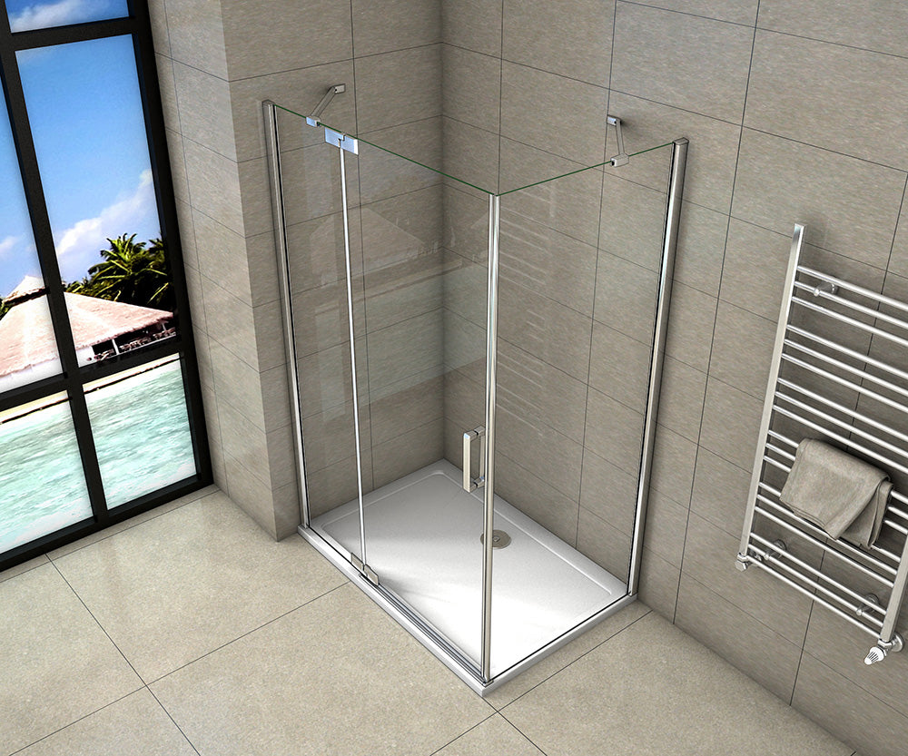 200cm Duschkabine Duschabtrennung Drehtür 8mm NANO Glas + Seitenwand