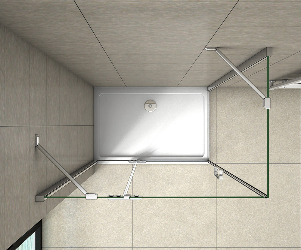 200cm Duschkabine Duschabtrennung Drehtür 8mm NANO Glas + Seitenwand