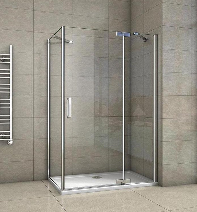 200cm Duschkabine Duschabtrennung Drehtür 8mm NANO Glas + Seitenwand