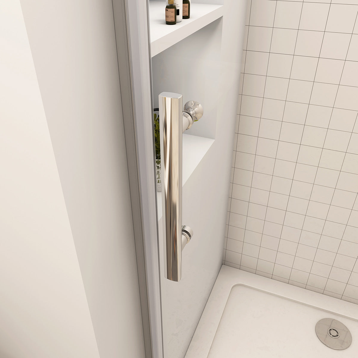 80 x 185 cm Dusche Drehtür mit Festteil Nische Duschkabine NANO Glas