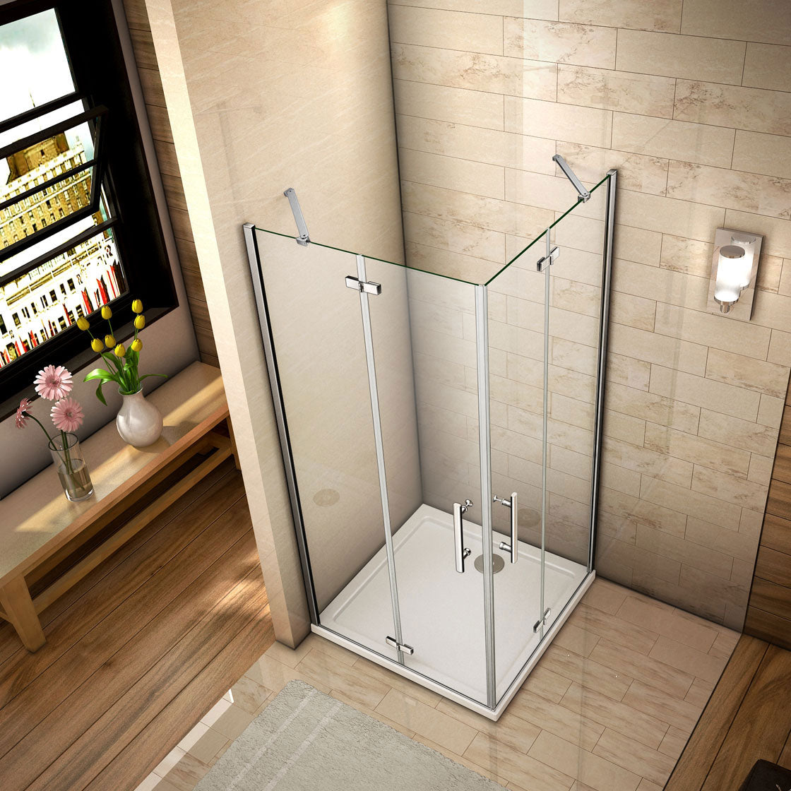 90x90 80x80 Eckeinstieg Eckdusche Duschkabine Glas Höhe: 185cm