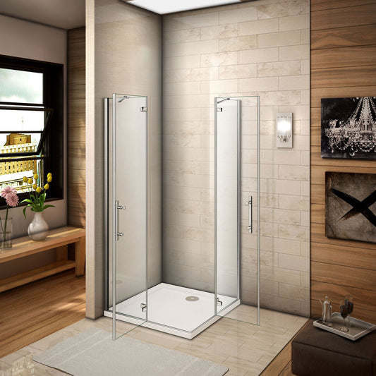 90x90 80x80 Eckeinstieg Eckdusche Duschkabine Glas Höhe: 185cm