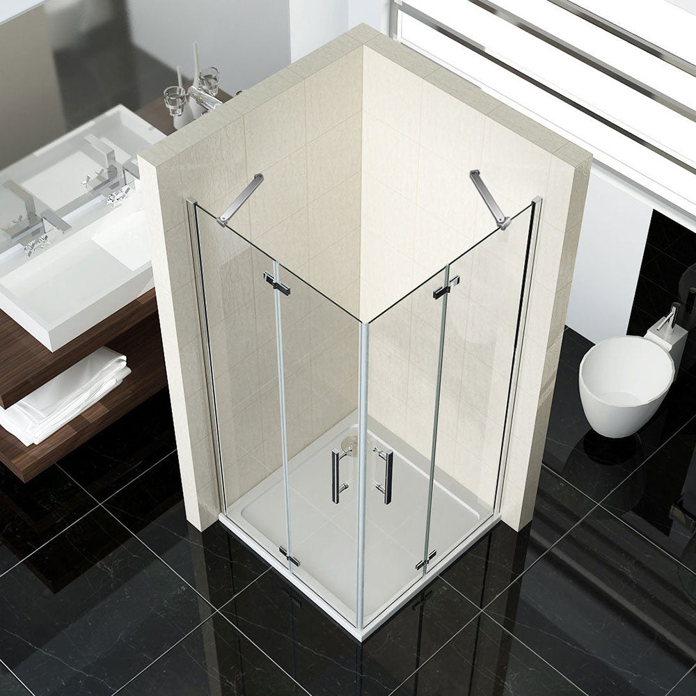90x90 80x80 Eckeinstieg Eckdusche Duschkabine Glas Höhe: 185cm