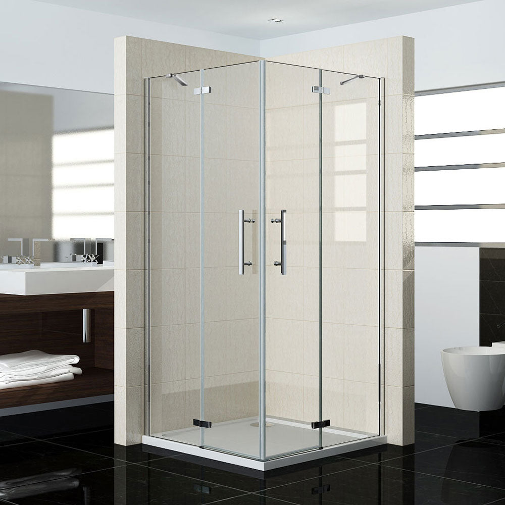 90x90 80x80 Eckeinstieg Eckdusche Duschkabine Glas Höhe: 185cm